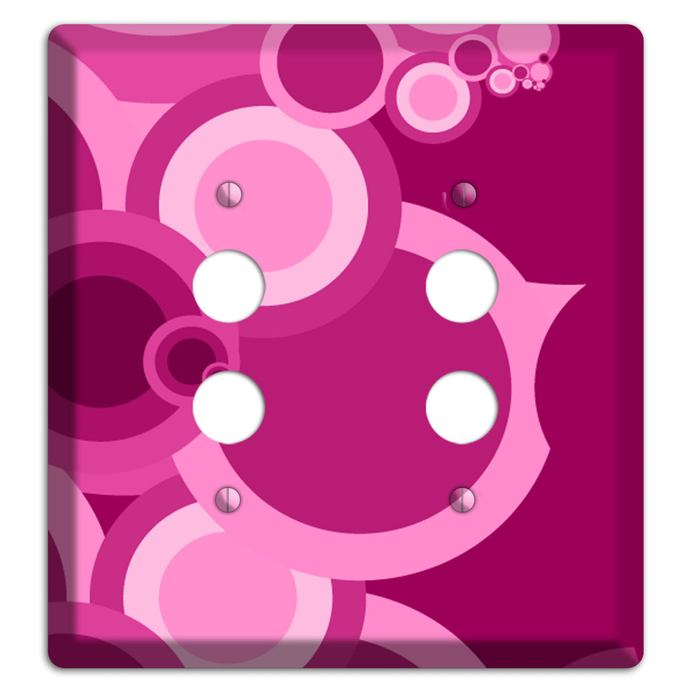 Pink and Fuschia Circles 2 Pushbutton Wallplate
