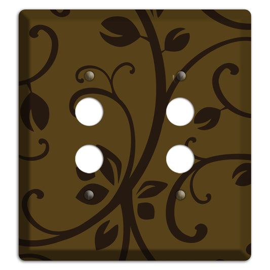 Brown Bud Sprig 2 Pushbutton Wallplate