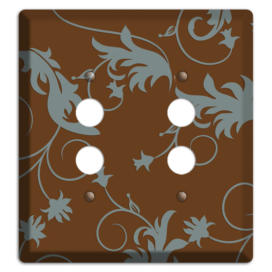 Brown and Grey Victorian Sprig 2 Pushbutton Wallplate