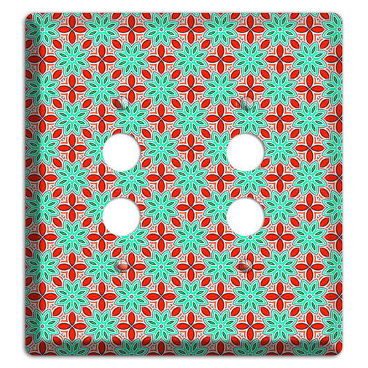 Green and Red Foulard 2 2 Pushbutton Wallplate