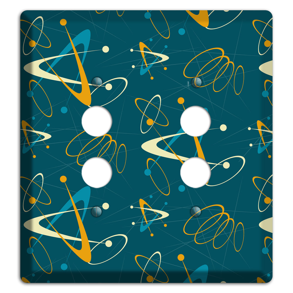 Mustard and Blue Atomic 2 Pushbutton Wallplate