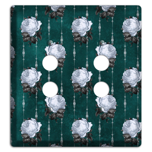 Dramatic Floral Teal 2 Pushbutton Wallplate