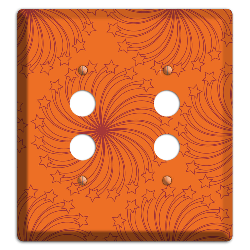 Multi Orange Star Swirl 2 Pushbutton Wallplate
