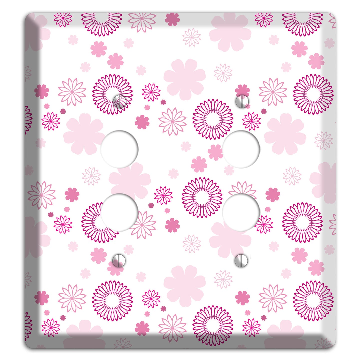 White with Pink and Purple Floral Contour Retro Burst 2 Pushbutton Wallplate