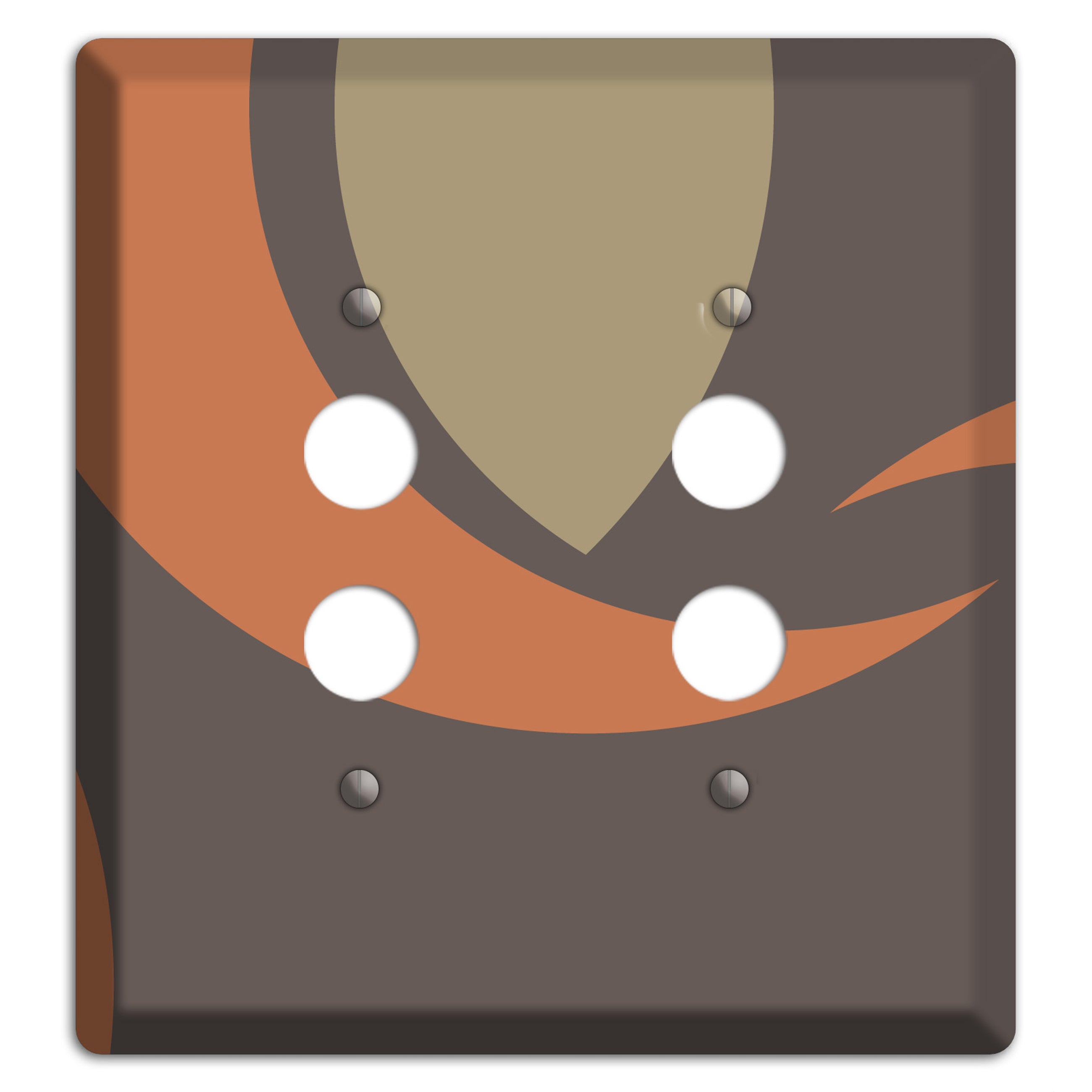 Grey Beige and Orange Abstract 2 Pushbutton Wallplate