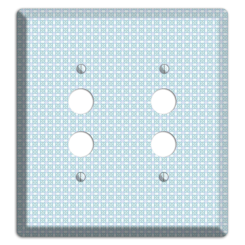 Light Blue and Lavender Tiled Tiny Arabesque 2 Pushbutton Wallplate
