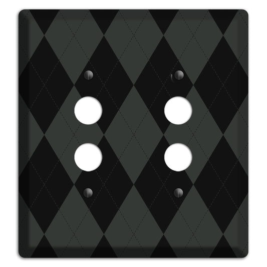 Gray and Black Argyle 2 Pushbutton Wallplate
