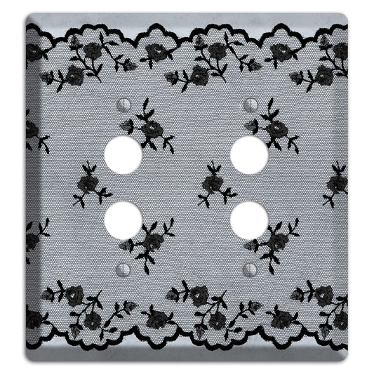 Embroidered Floral Gray 2 Pushbutton Wallplate