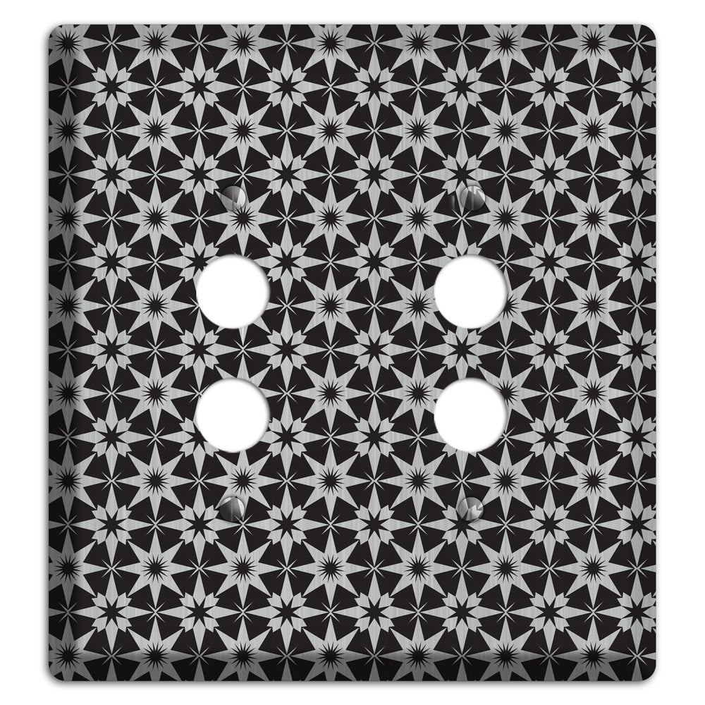 Black with Stainless Steel Foulard 2 Pushbutton Wallplate