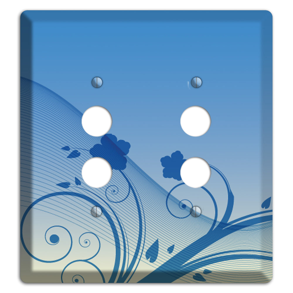 Blue Swirls 2 Pushbutton Wallplate