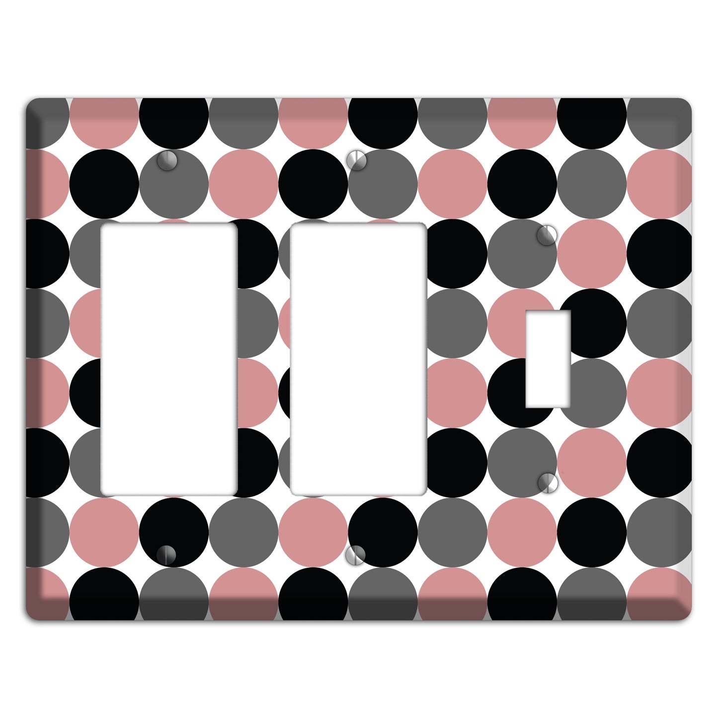 Grey Pink Black Tiled Dots 2 Rocker / Toggle Wallplate