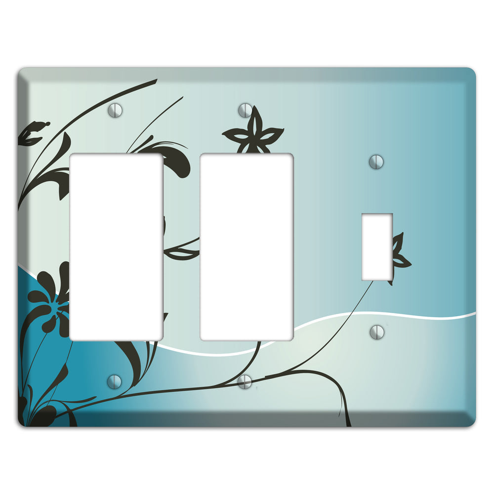 Blue-grey Floral Sprig 2 Rocker / Toggle Wallplate