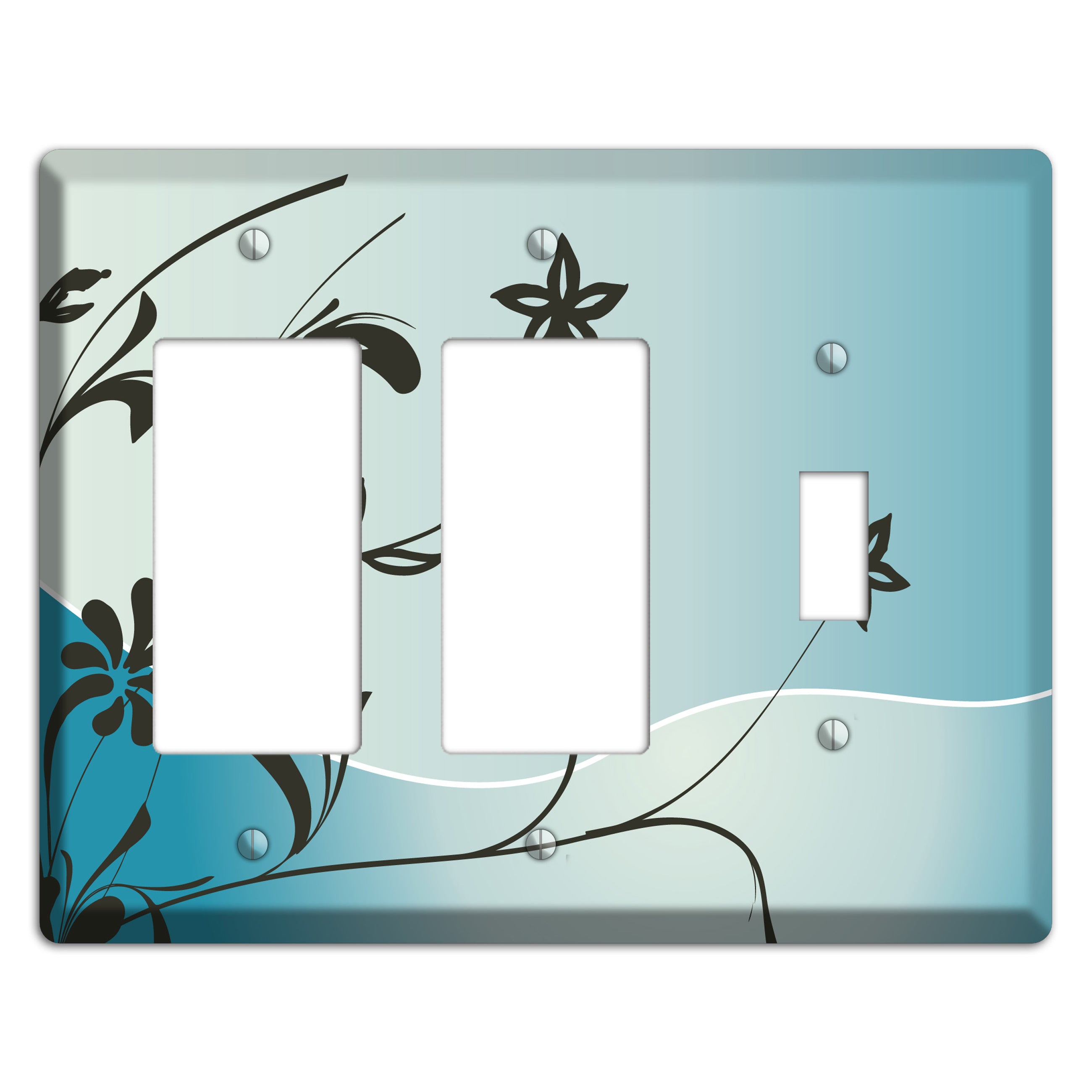 Blue-grey Floral Sprig 2 Rocker / Toggle Wallplate