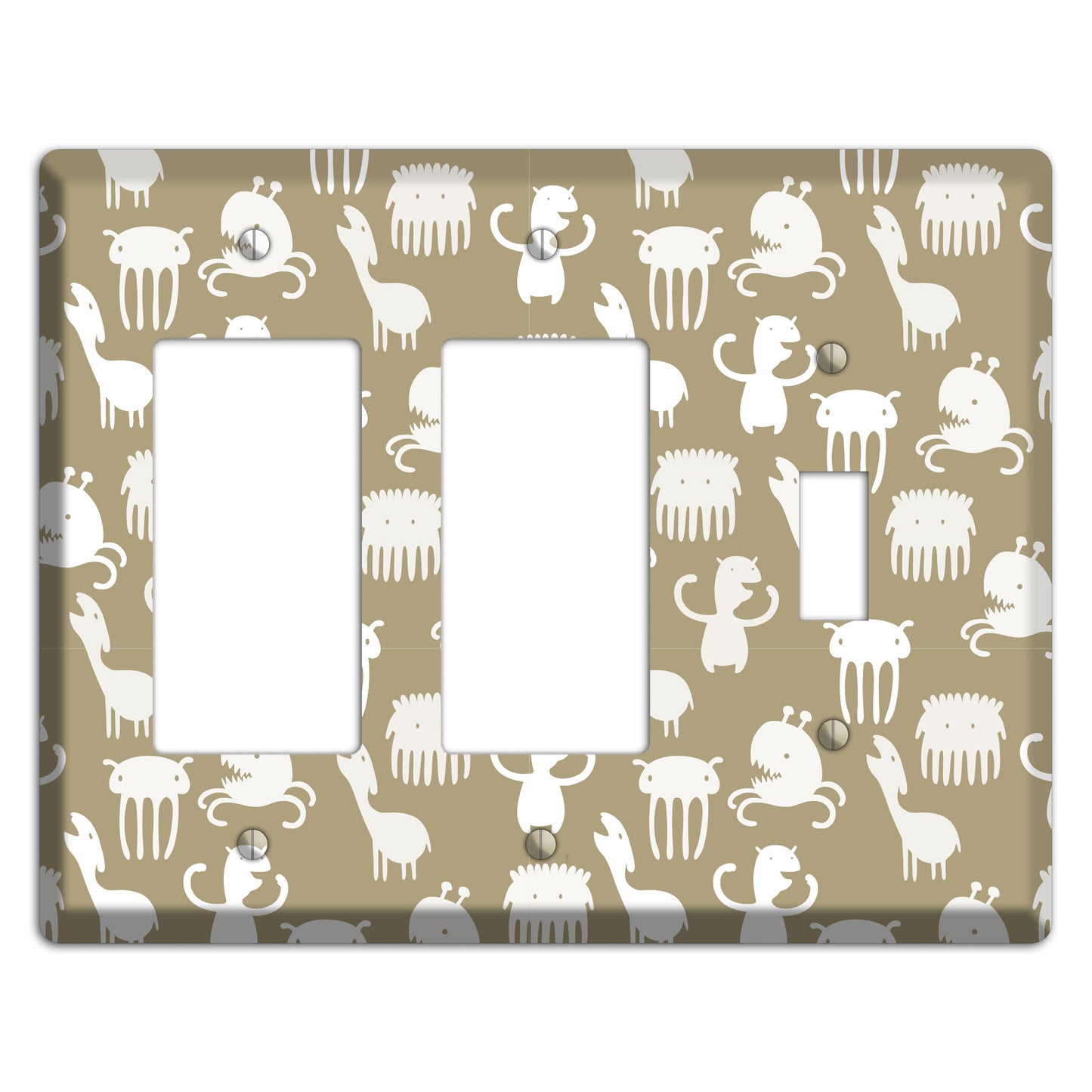 Sily Monsters Brown and White 2 Rocker / Toggle Wallplate