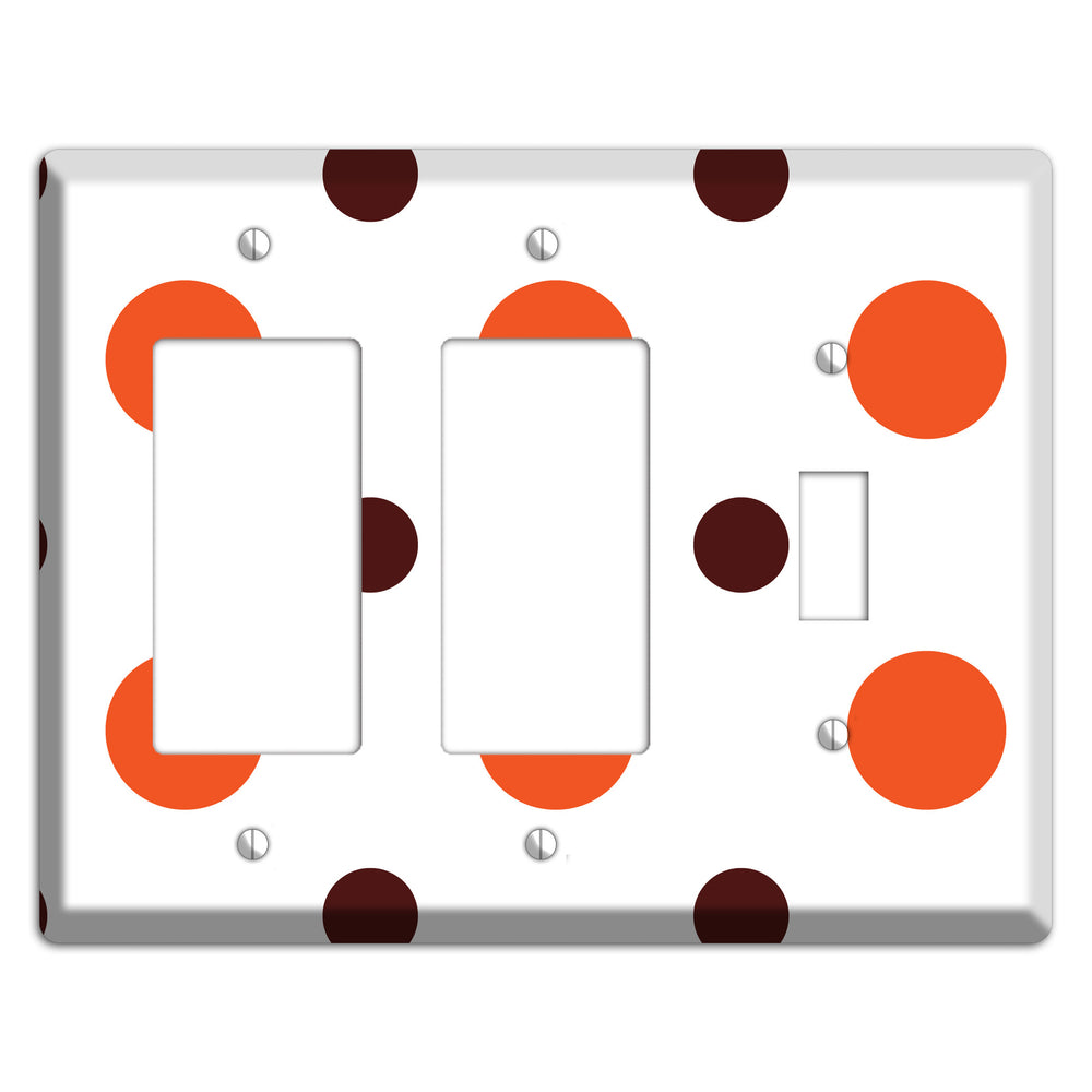 Coral and Brown Multi Medium Polka Dots 2 Rocker / Toggle Wallplate