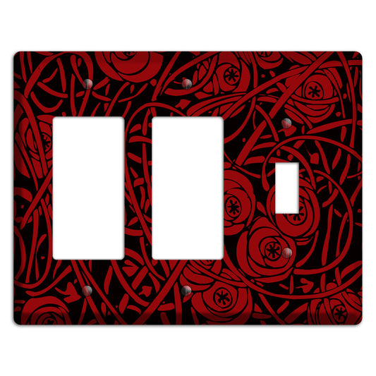 Red Deco Floral 2 Rocker / Toggle Wallplate