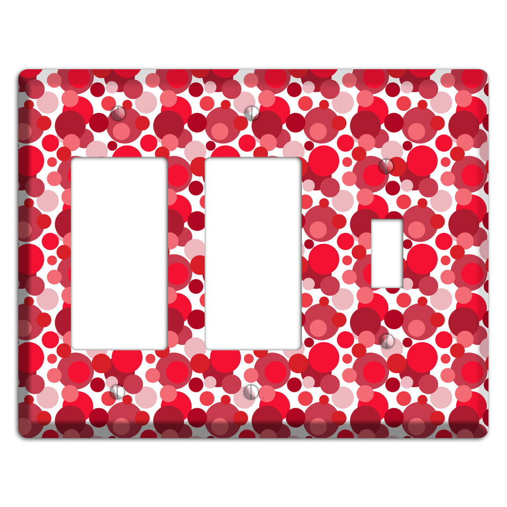 Multi Red Bubble Dots 2 Rocker / Toggle Wallplate