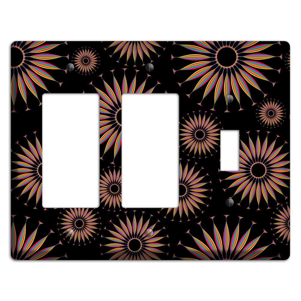 Black with Multi Suzani 2 Rocker / Toggle Wallplate