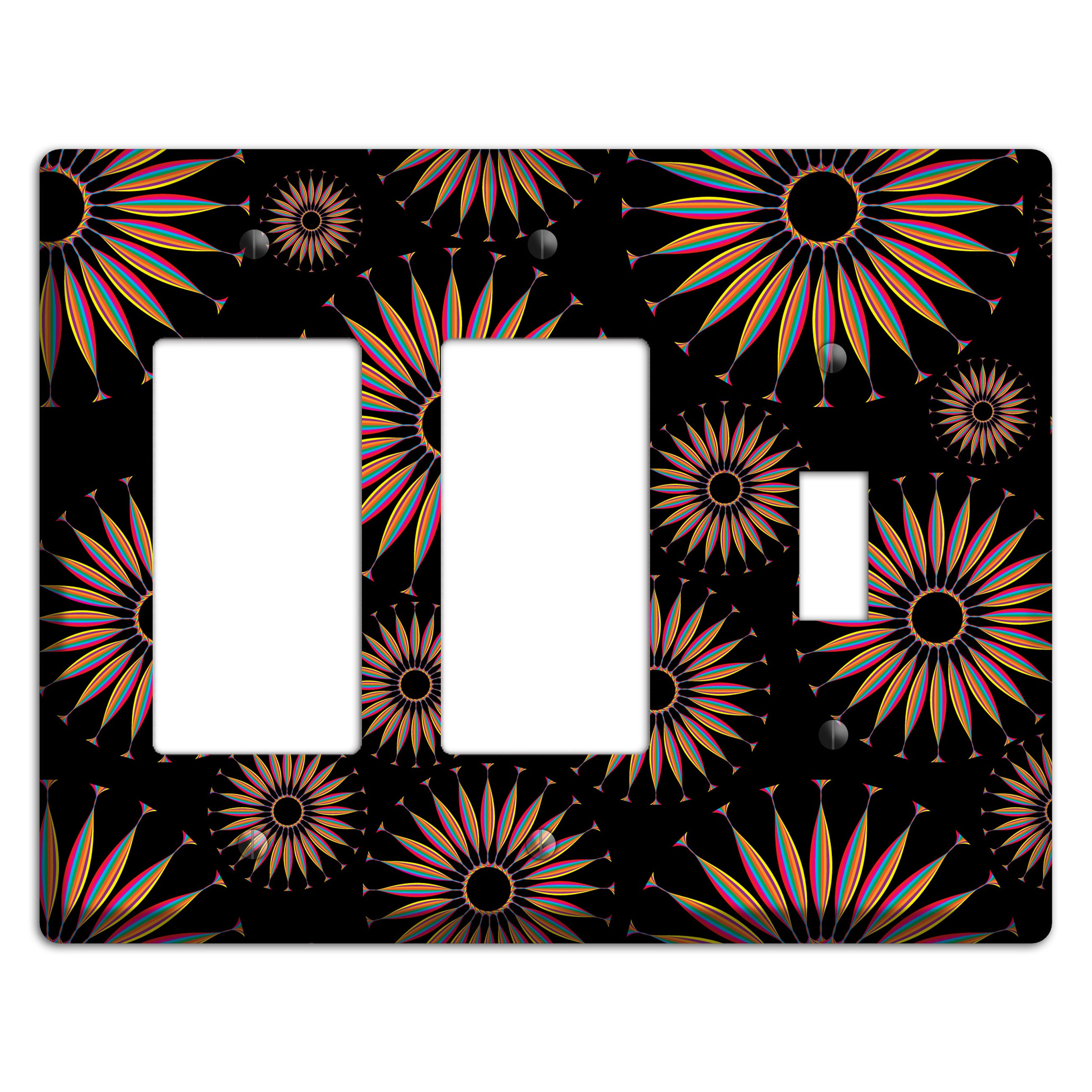 Black with Multi Suzani 2 Rocker / Toggle Wallplate
