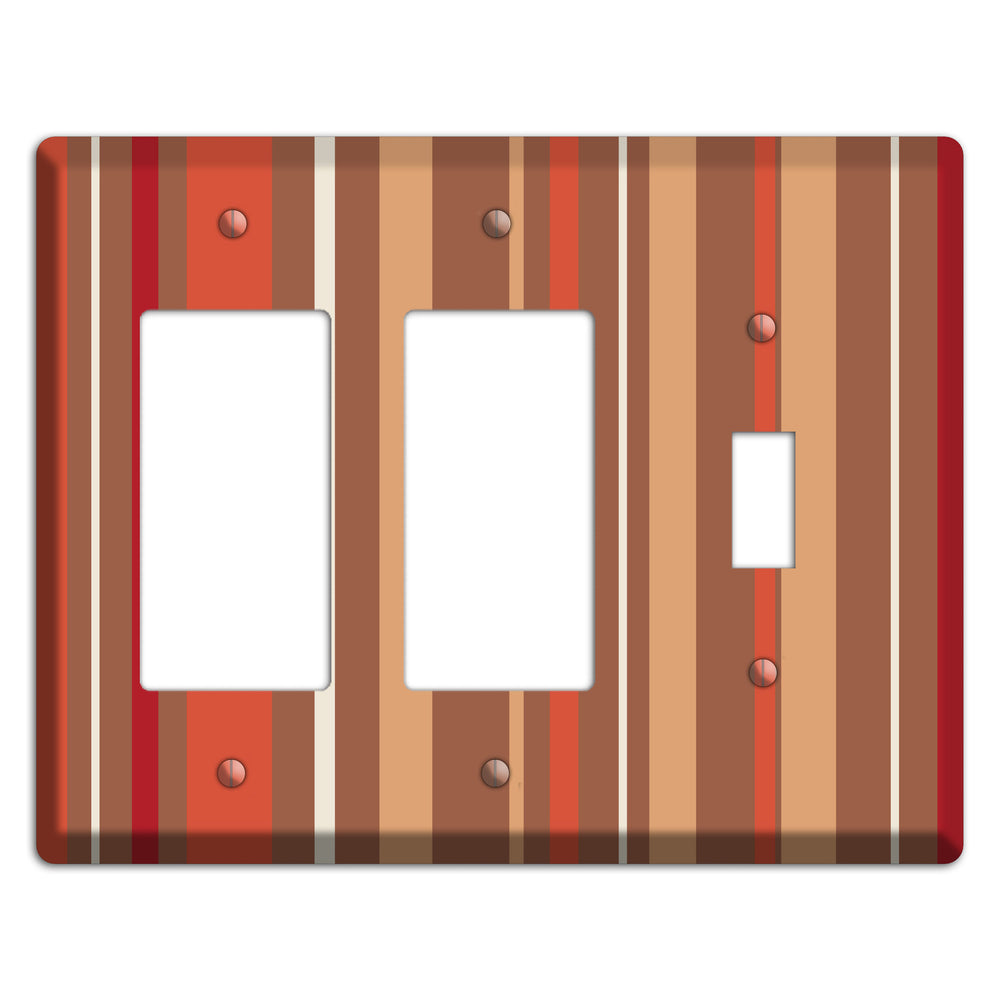 Multi Coral Vertical Stripe 2 Rocker / Toggle Wallplate