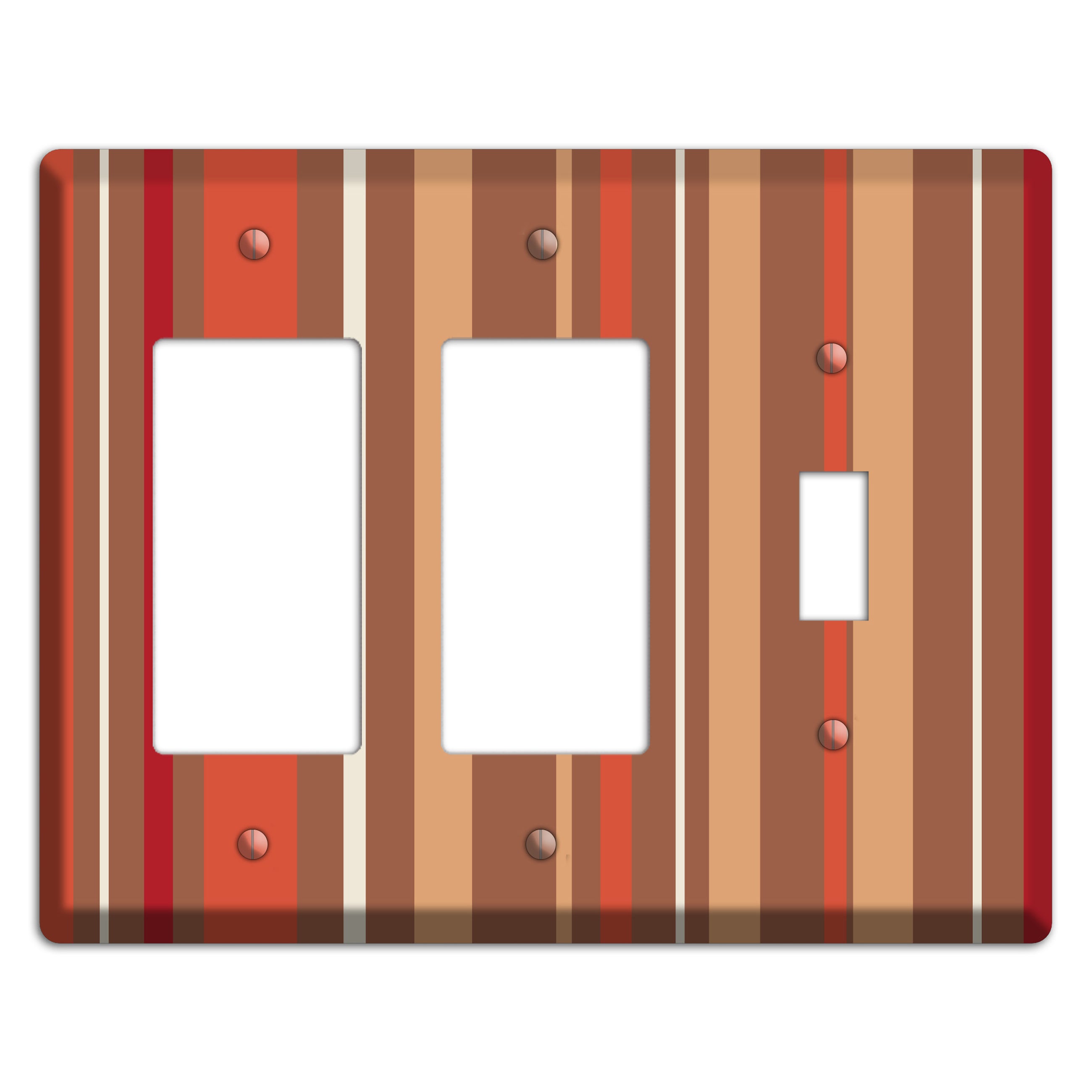 Multi Coral Vertical Stripe 2 Rocker / Toggle Wallplate