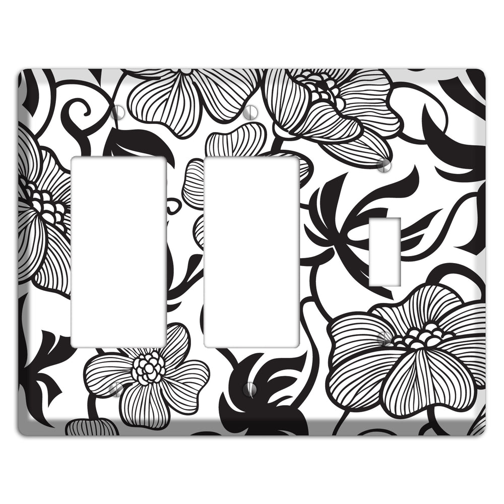 White with Black Tropical 2 Rocker / Toggle Wallplate