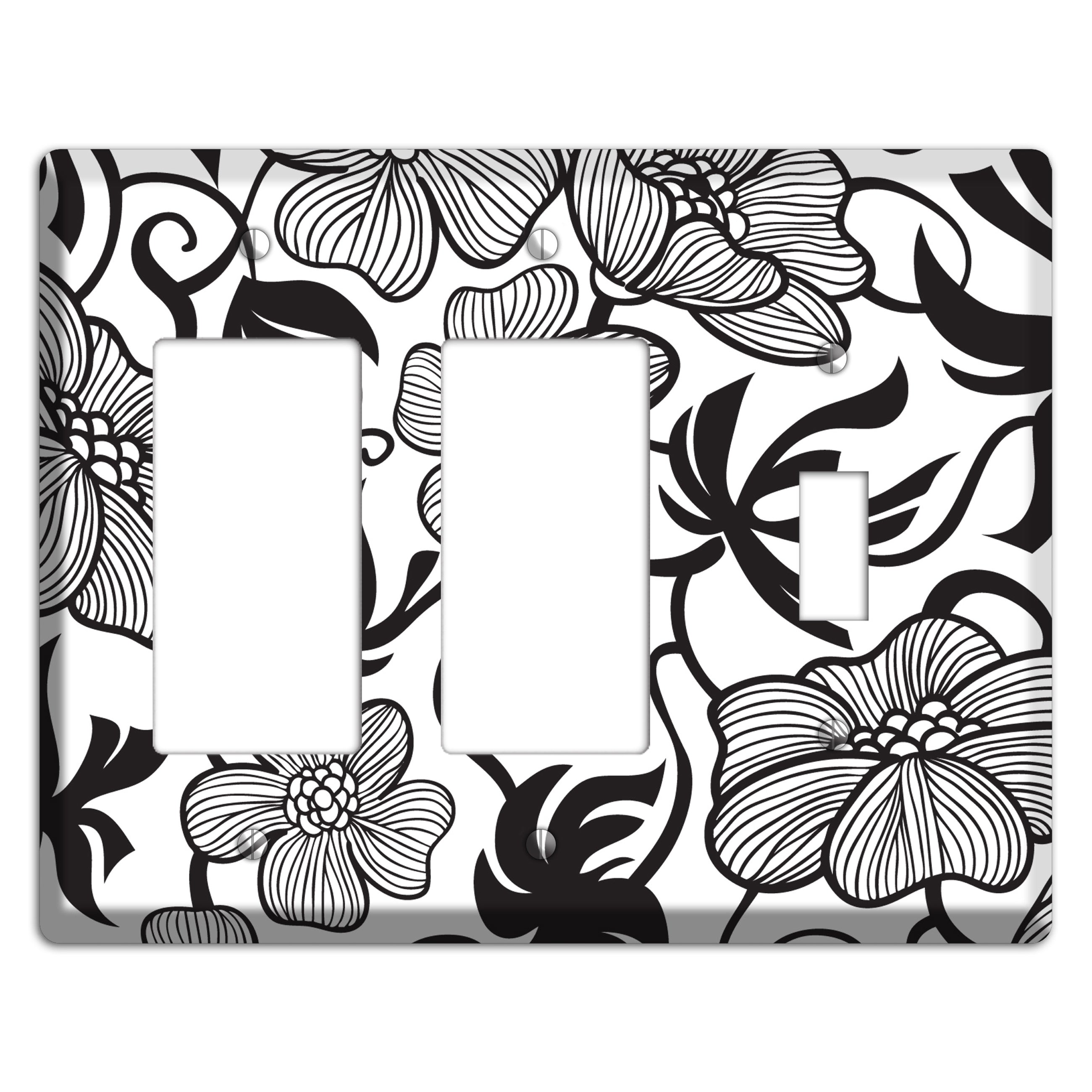 White with Black Tropical 2 Rocker / Toggle Wallplate
