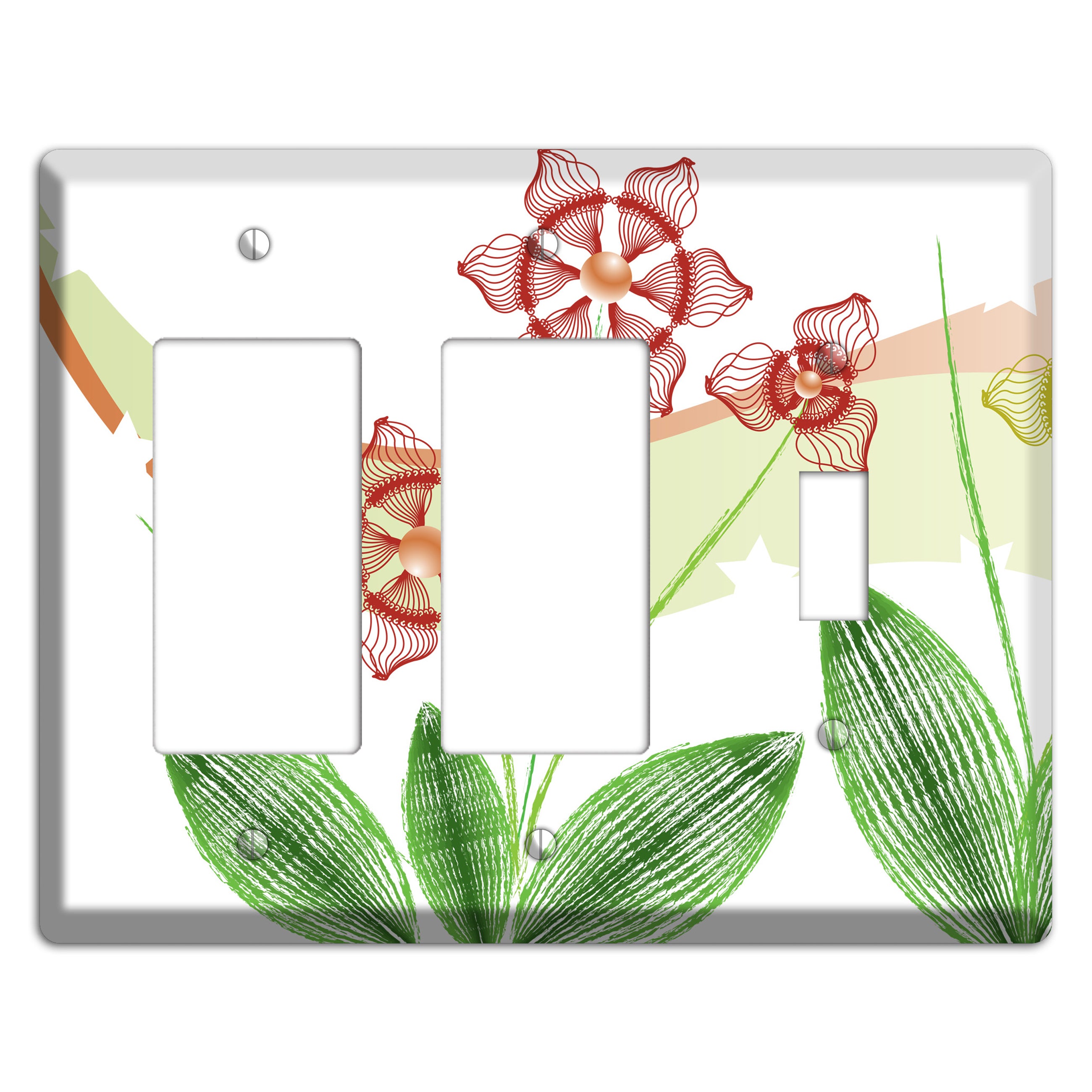 Green Abstract Flowers 2 Rocker / Toggle Wallplate
