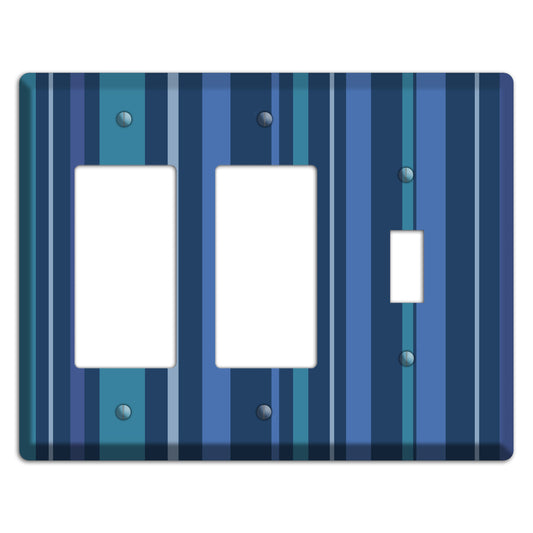 Multi Blue Vertical Stripes 2 Rocker / Toggle Wallplate