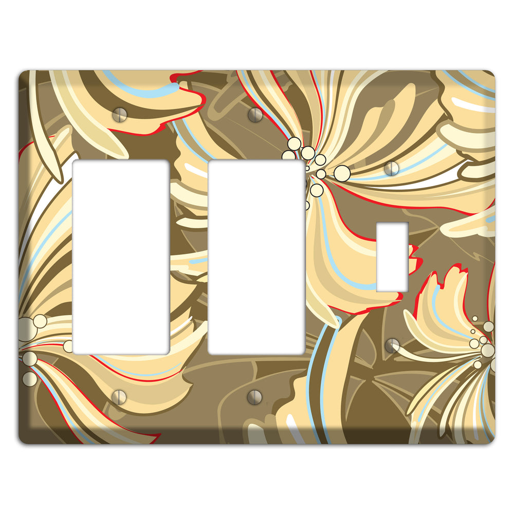 Brown Deco Blossoms 2 Rocker / Toggle Wallplate