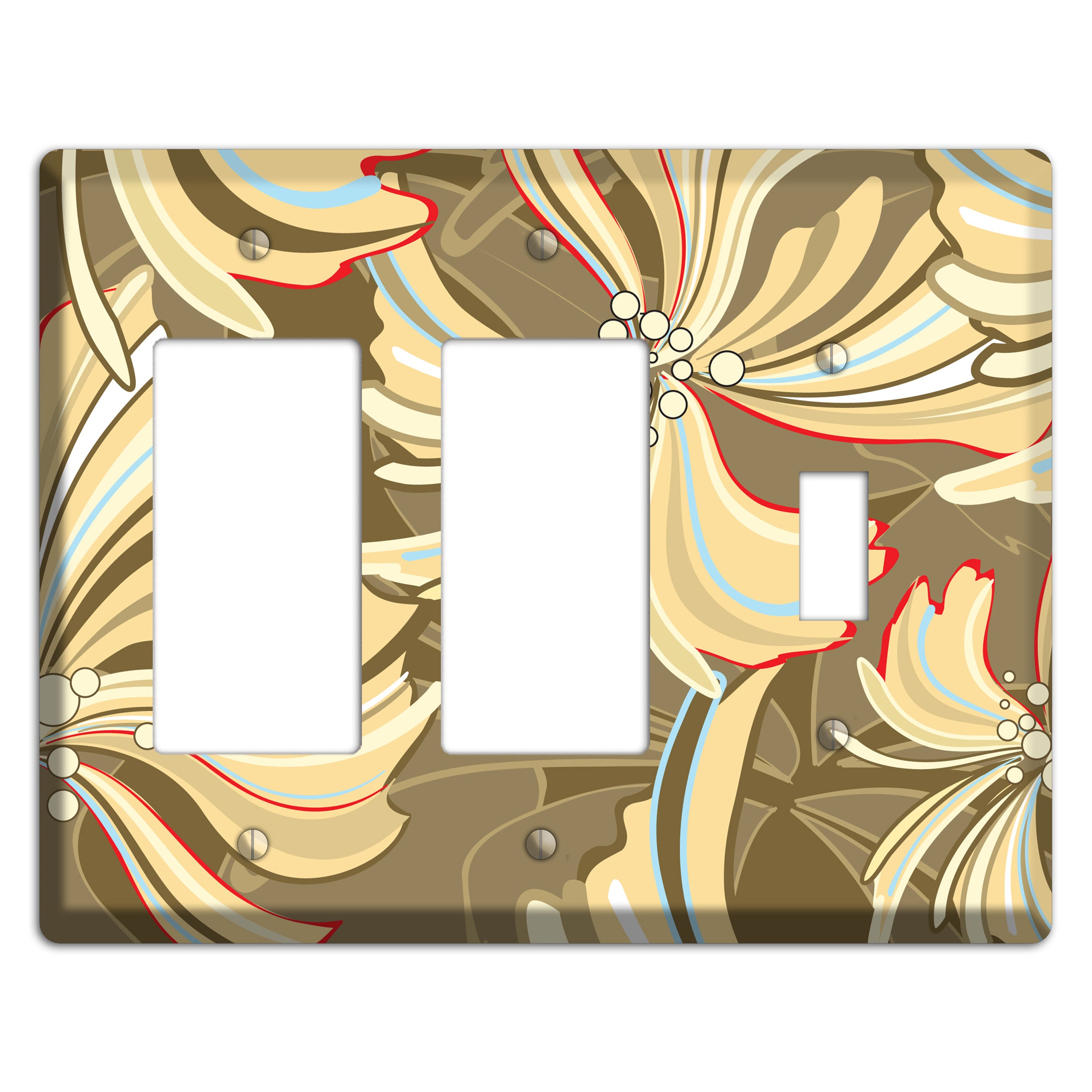 Brown Deco Blossoms 2 Rocker / Toggle Wallplate