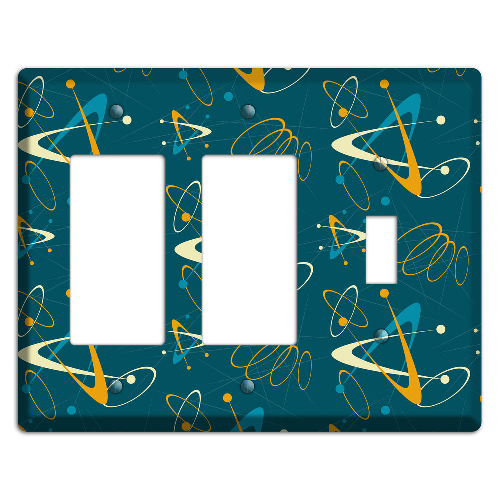Mustard and Blue Atomic 2 Rocker / Toggle Wallplate
