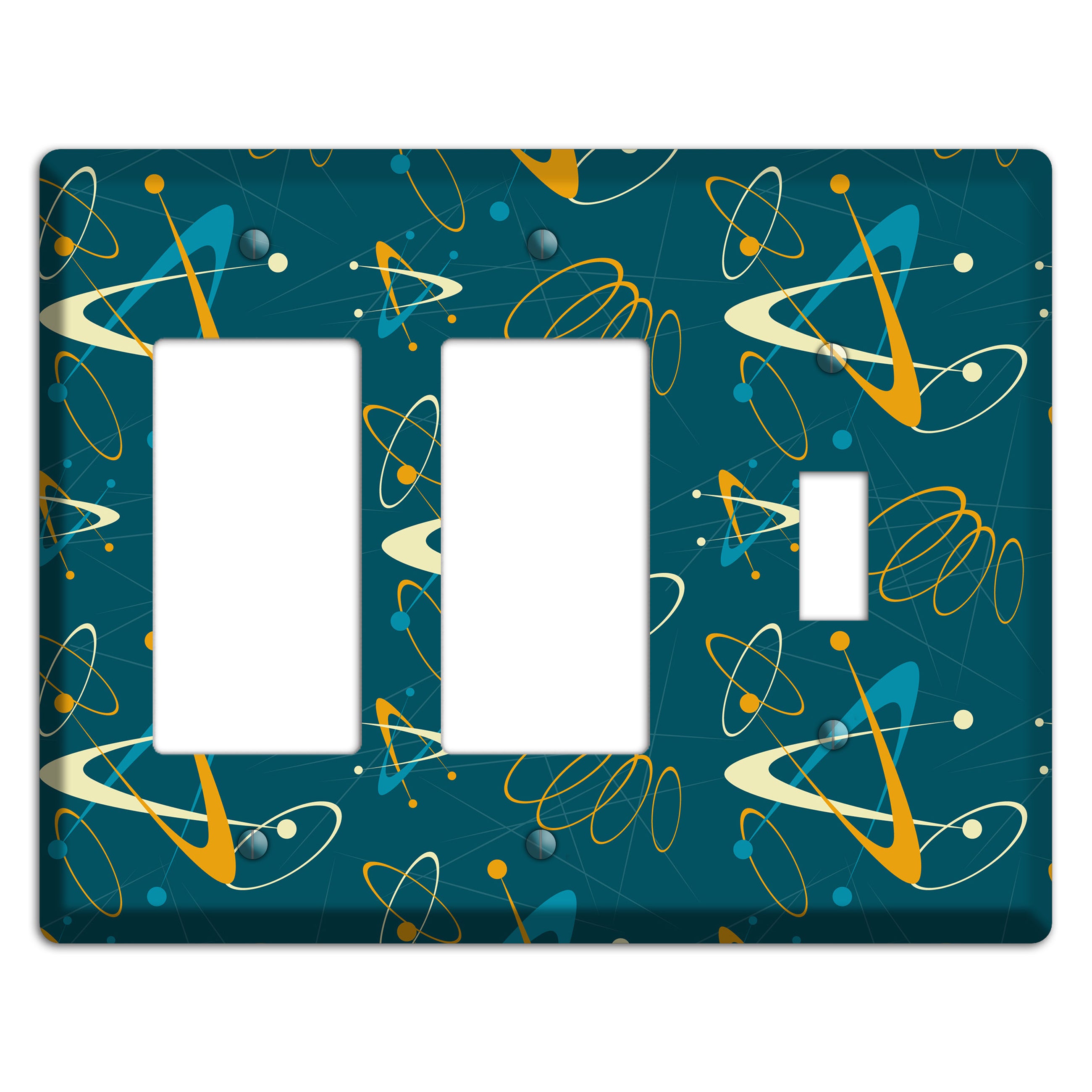 Mustard and Blue Atomic 2 Rocker / Toggle Wallplate