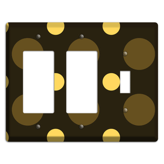 Brown with Brown and Yellow Multi Medium Polka Dots 2 Rocker / Toggle Wallplate