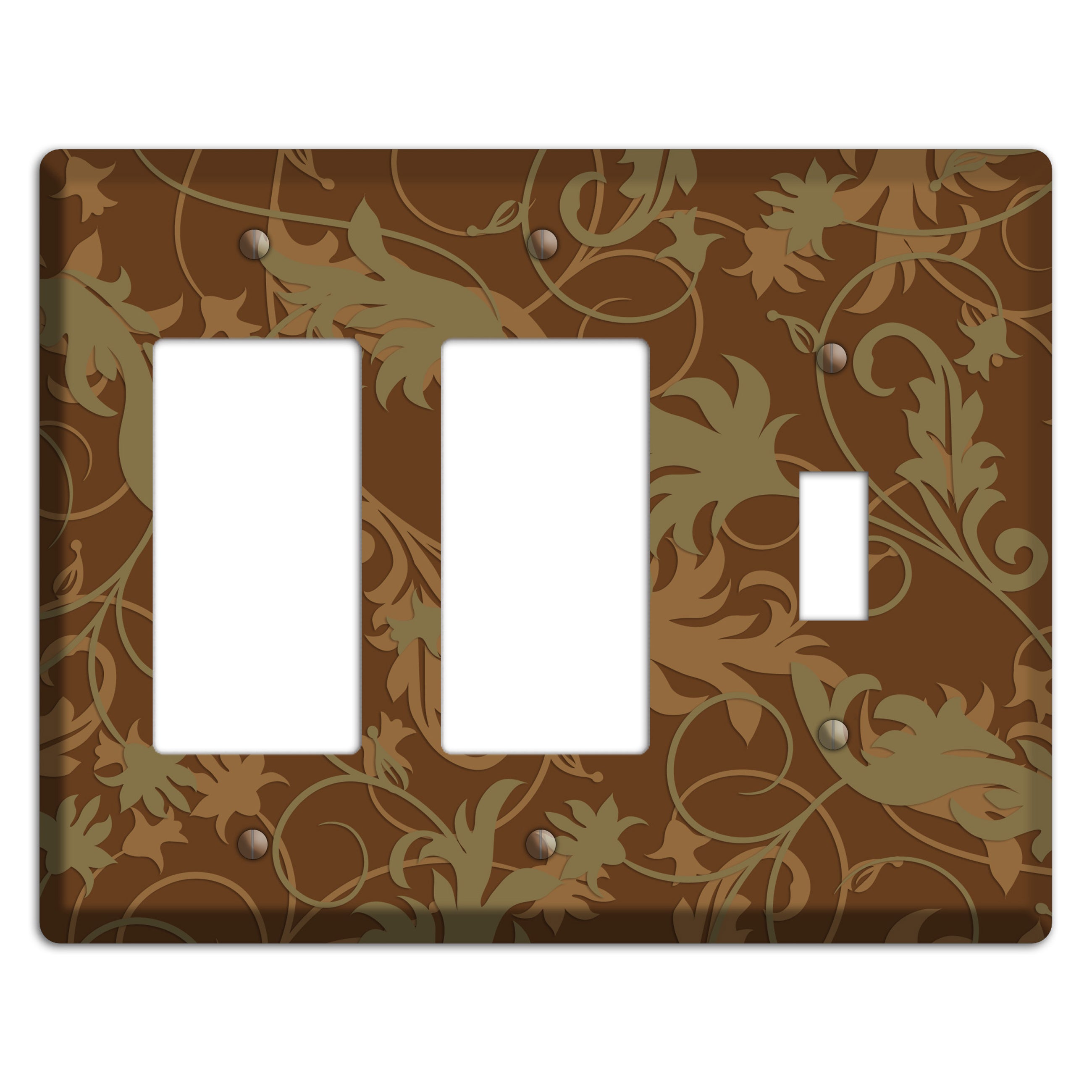 Brown and Olive Victorian Sprig 2 Rocker / Toggle Wallplate