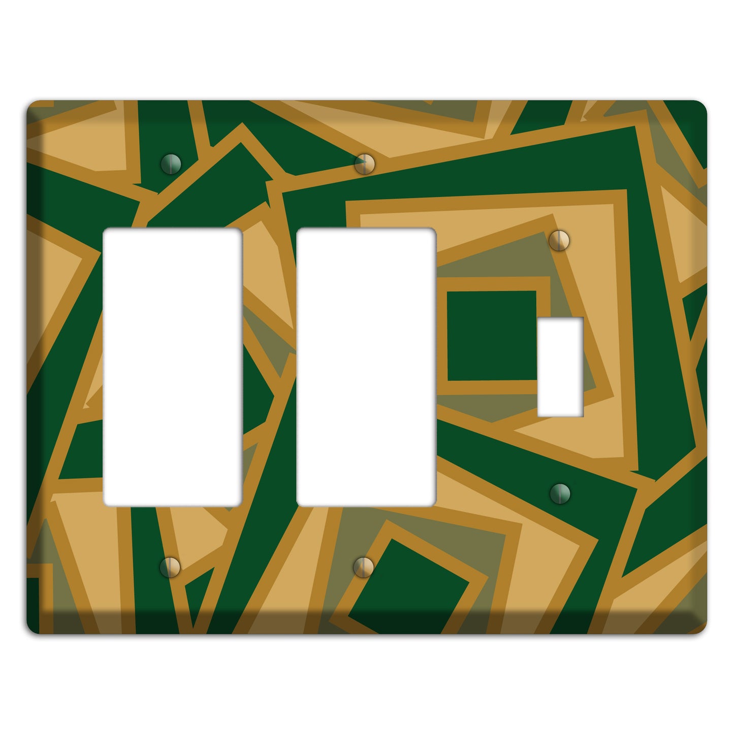 Green and Beige Retro Cubist 2 Rocker / Toggle Wallplate