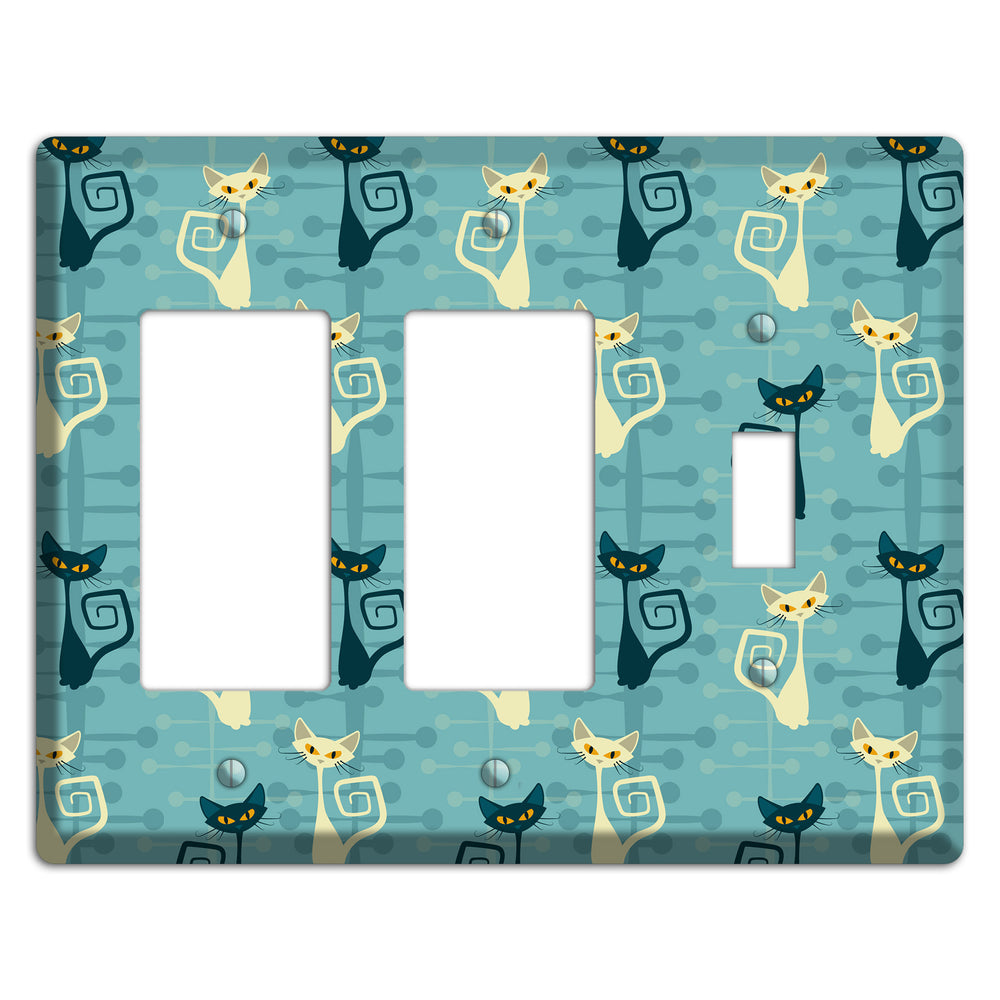 Black and Yellow Kitties 2 Rocker / Toggle Wallplate