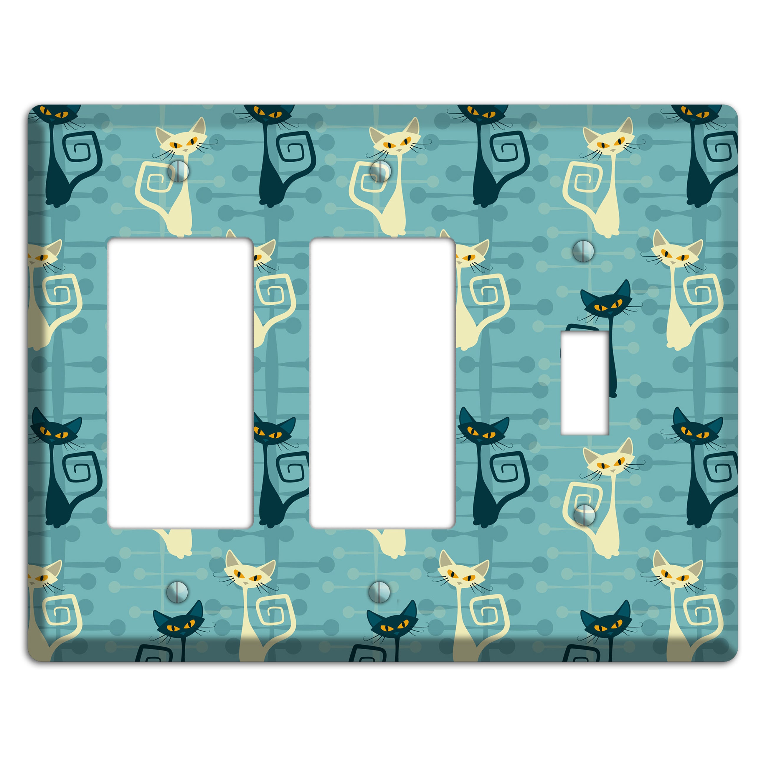 Black and Yellow Kitties 2 Rocker / Toggle Wallplate