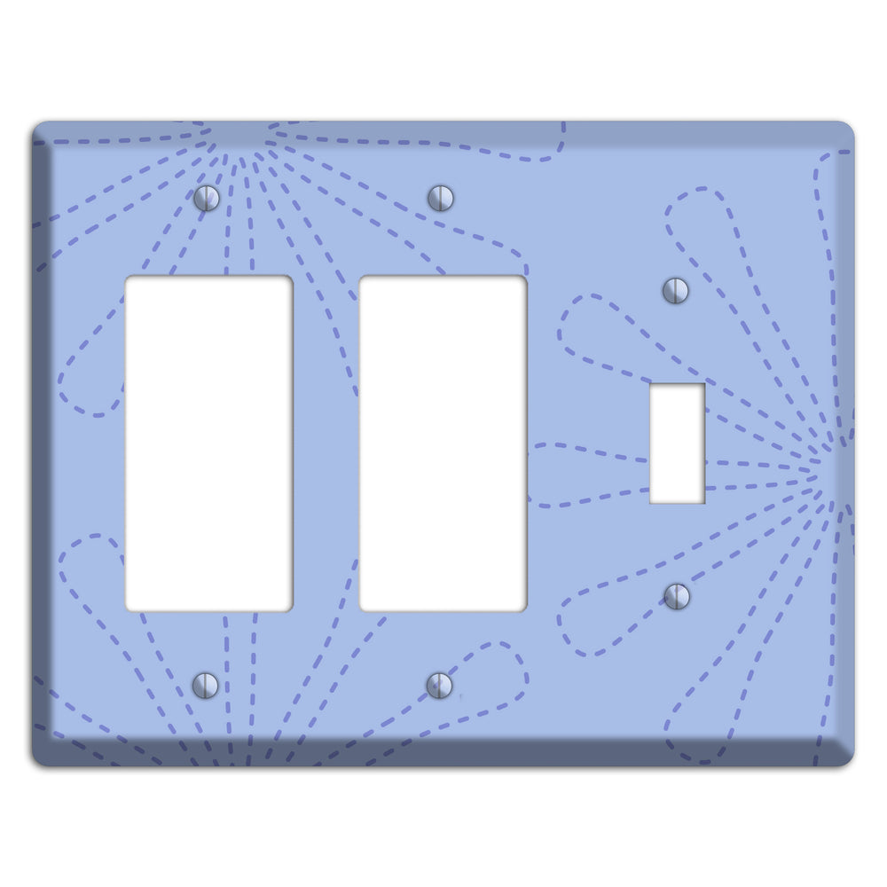 Periwinkle Retro Stipple Floral Contour 2 Rocker / Toggle Wallplate