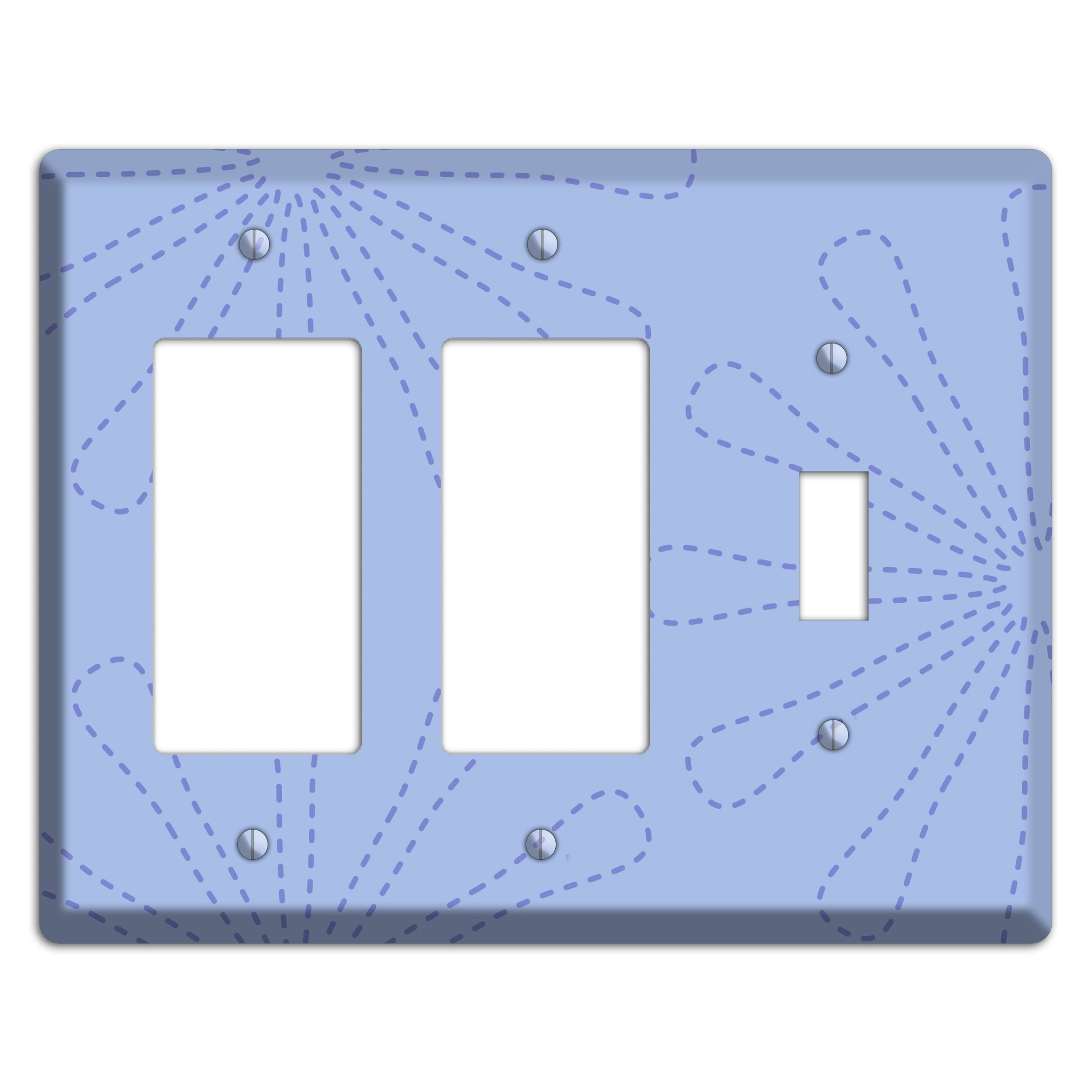 Periwinkle Retro Stipple Floral Contour 2 Rocker / Toggle Wallplate