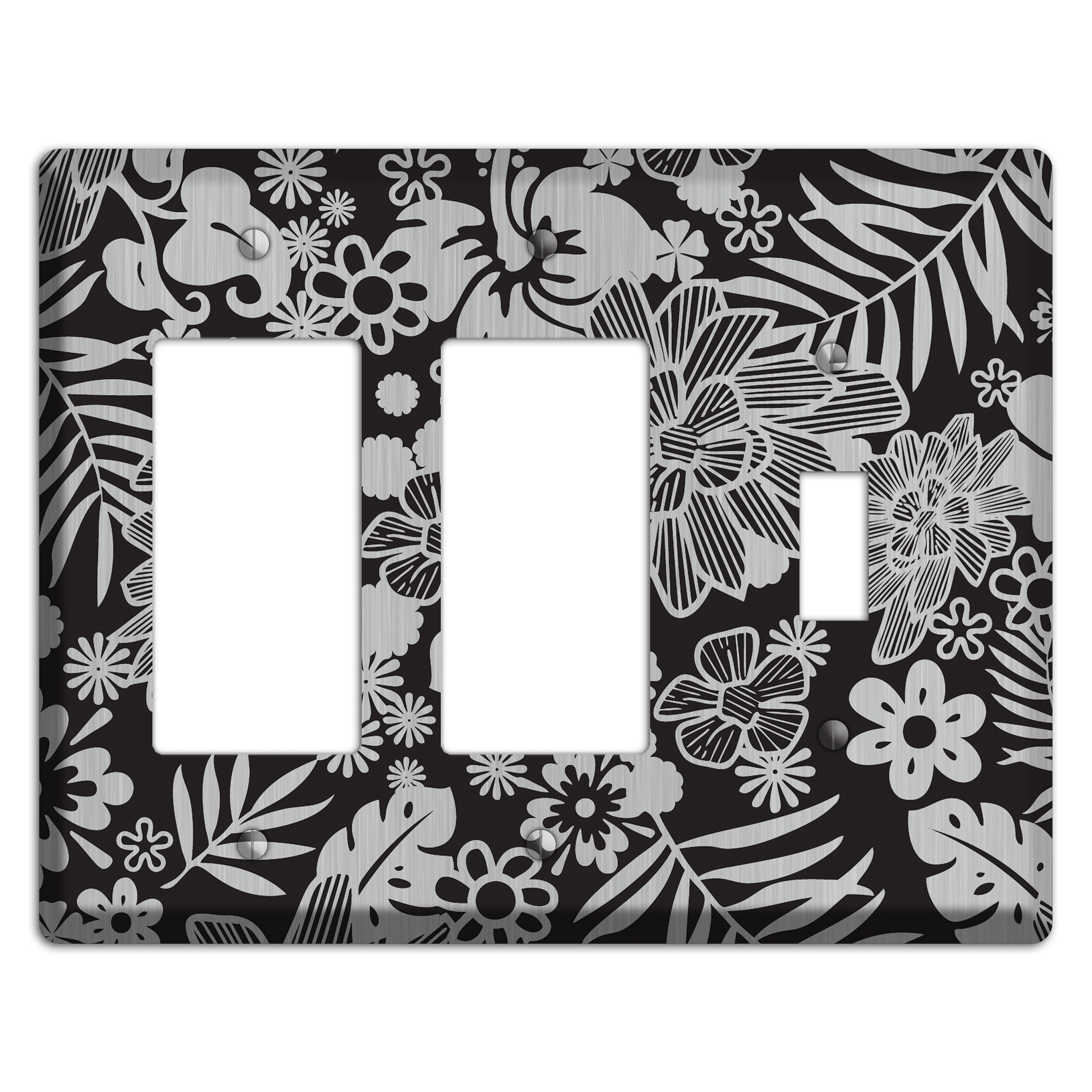 Black with Stainless Tropical 2 Rocker / Toggle Wallplate