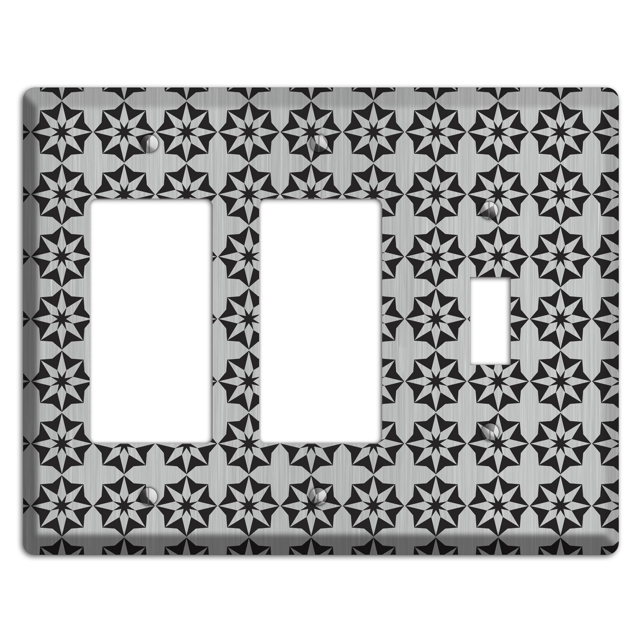 Stainless with Black Foulard 2 Rocker / Toggle Wallplate