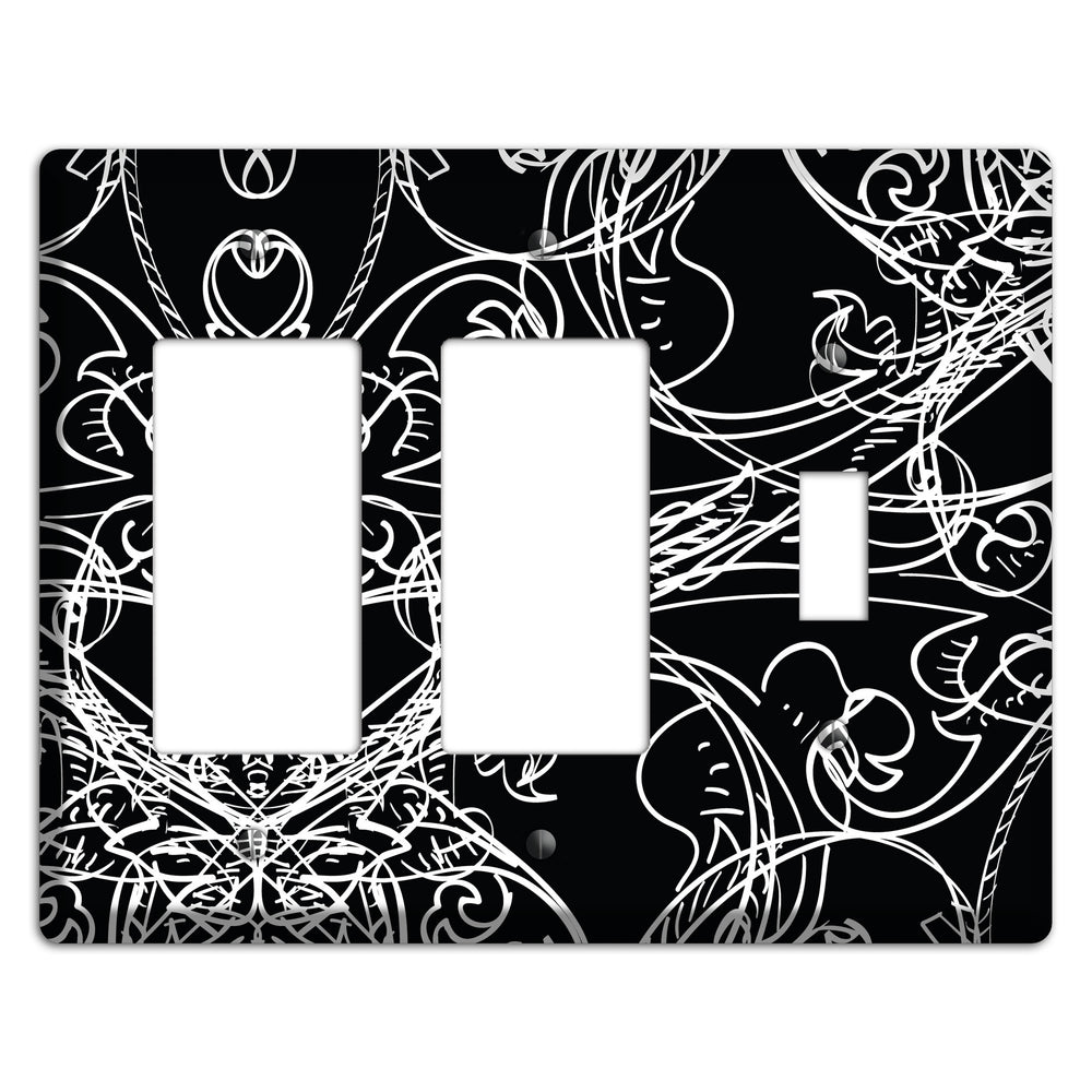 Black Deco Sketch 2 Rocker / Toggle Wallplate