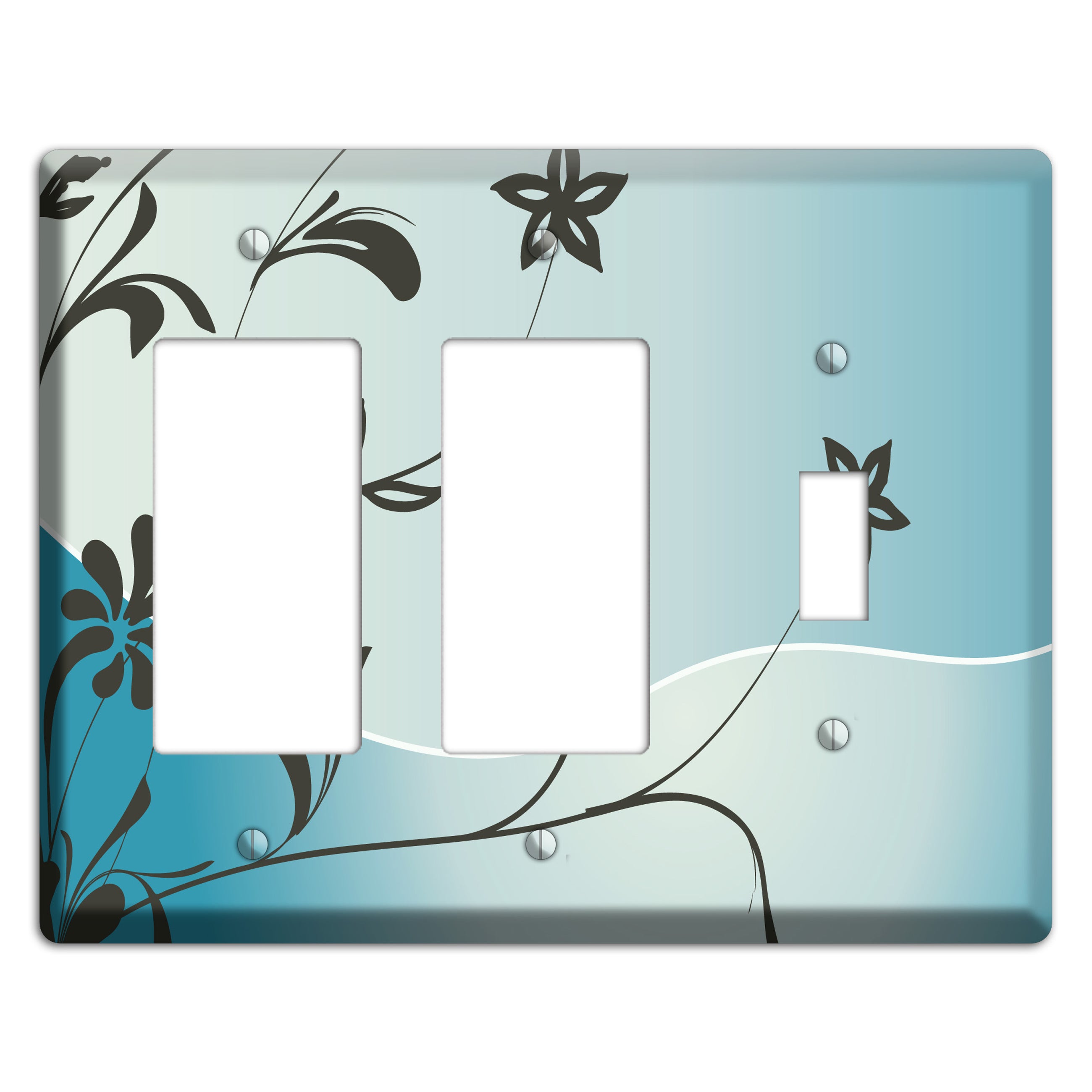 Blue-grey Flowers 2 Rocker / Toggle Wallplate