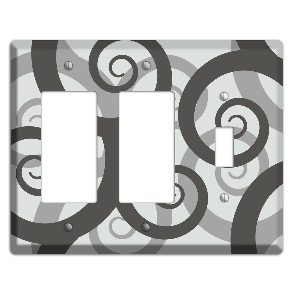 Grey with Black Large Swirl 2 Rocker / Toggle Wallplate