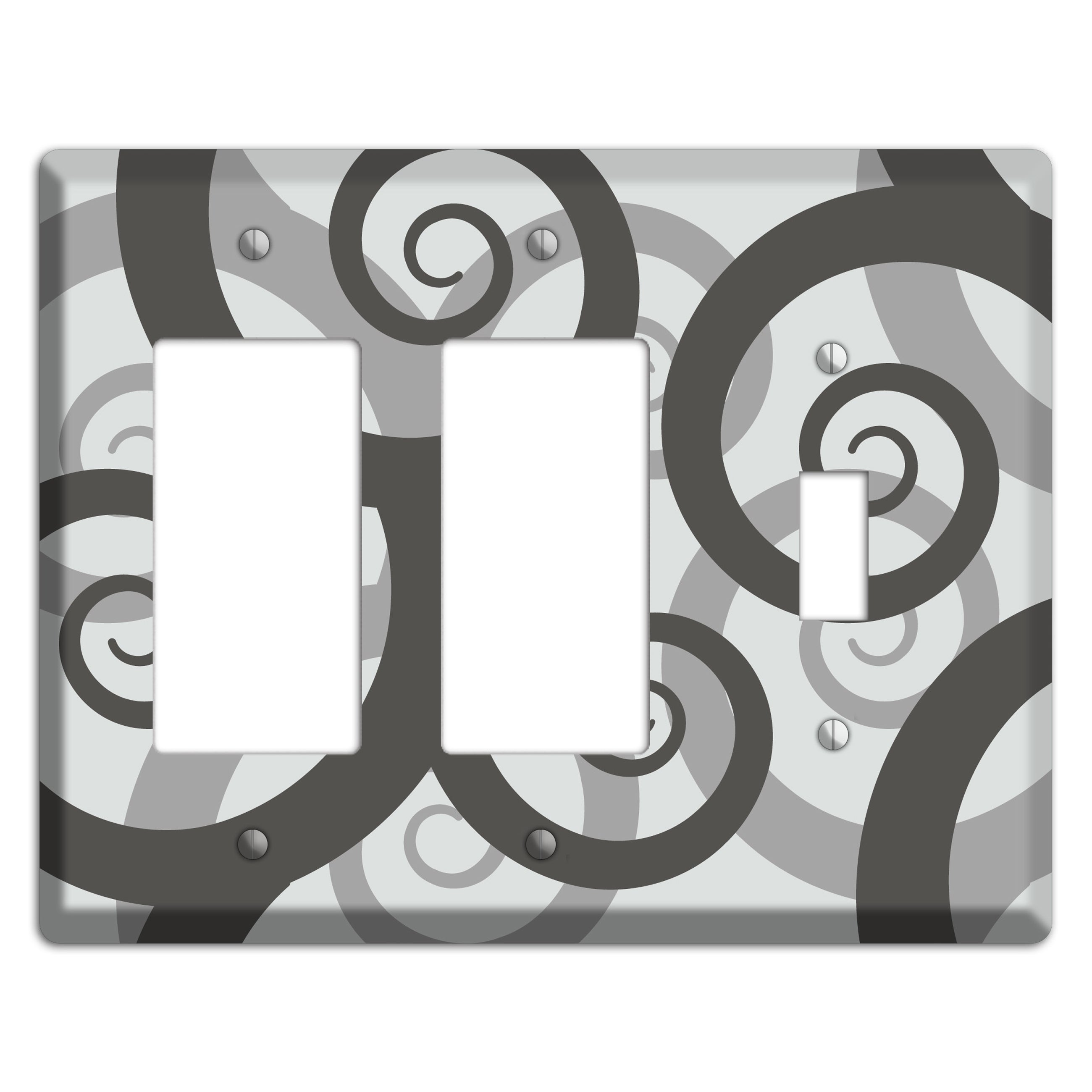 Grey with Black Large Swirl 2 Rocker / Toggle Wallplate