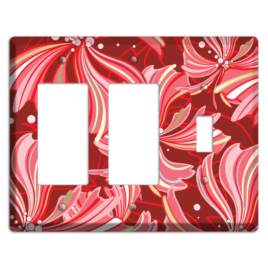 Red Deco Blossoms 2 Rocker / Toggle Wallplate