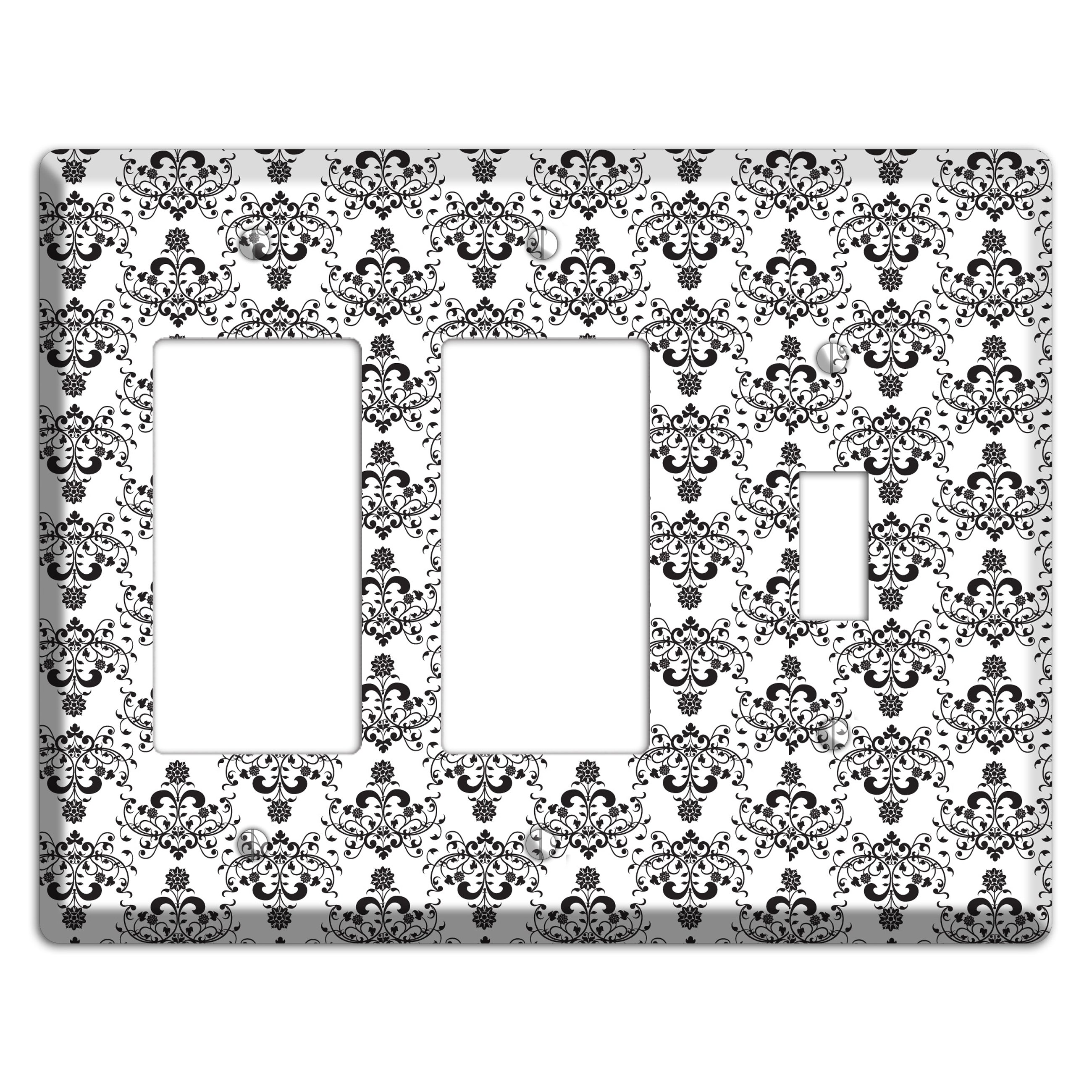 White with Black Cartouche Half Drop 2 Rocker / Toggle Wallplate
