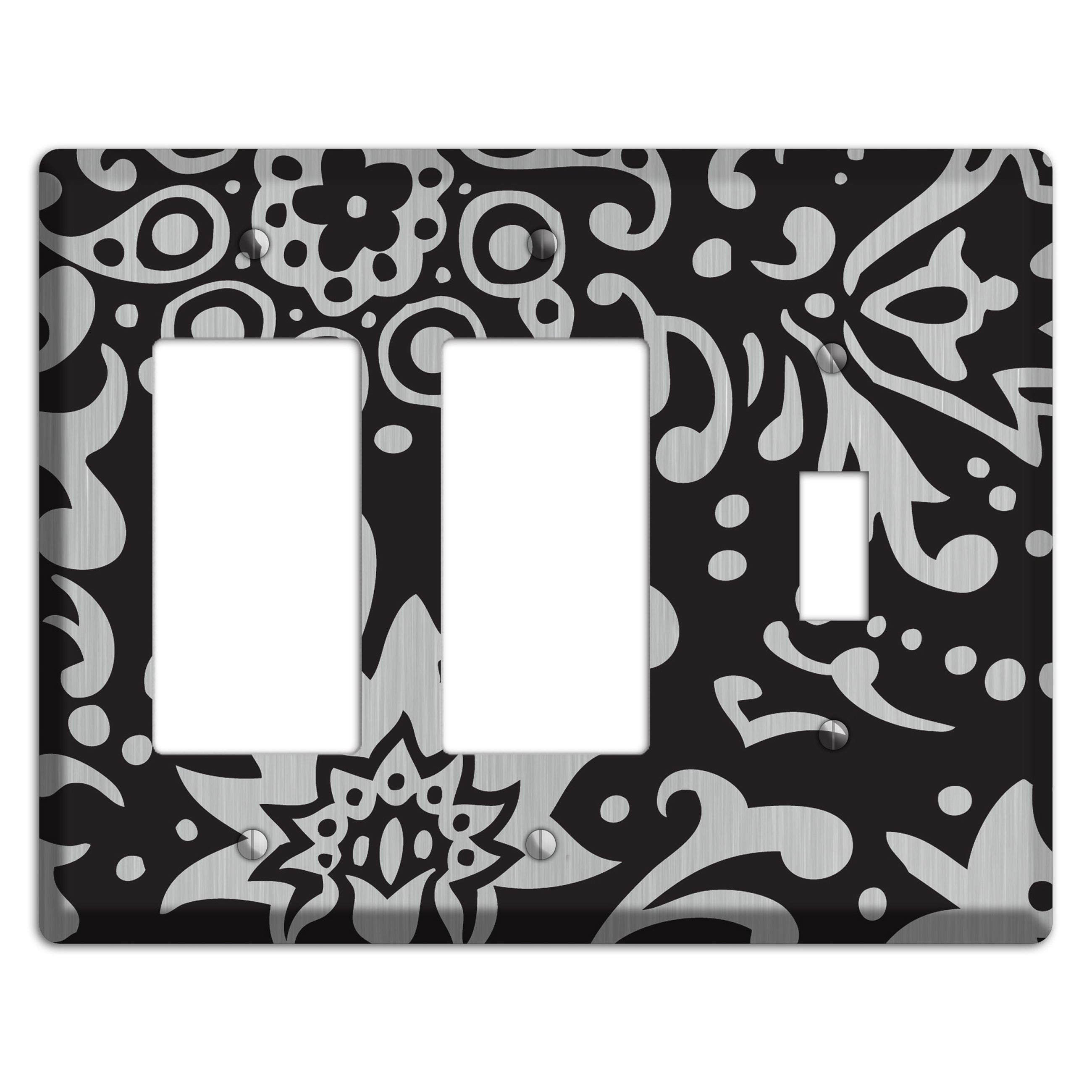 Black Boteh  Stainless 2 Rocker / Toggle Wallplate