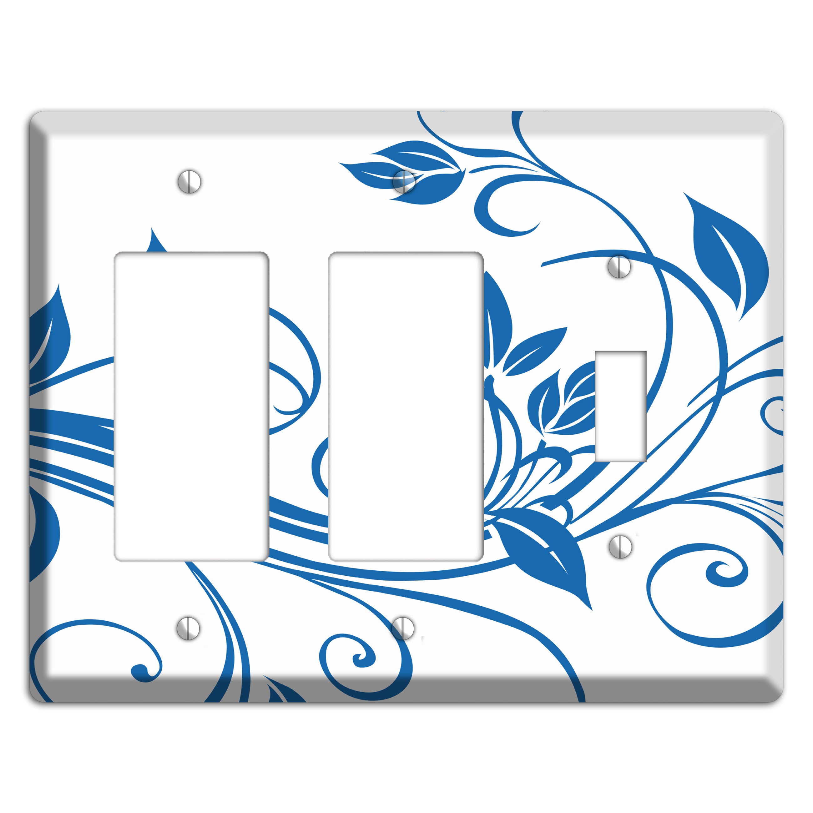 Black and White Sprig 2 Rocker / Toggle Wallplate